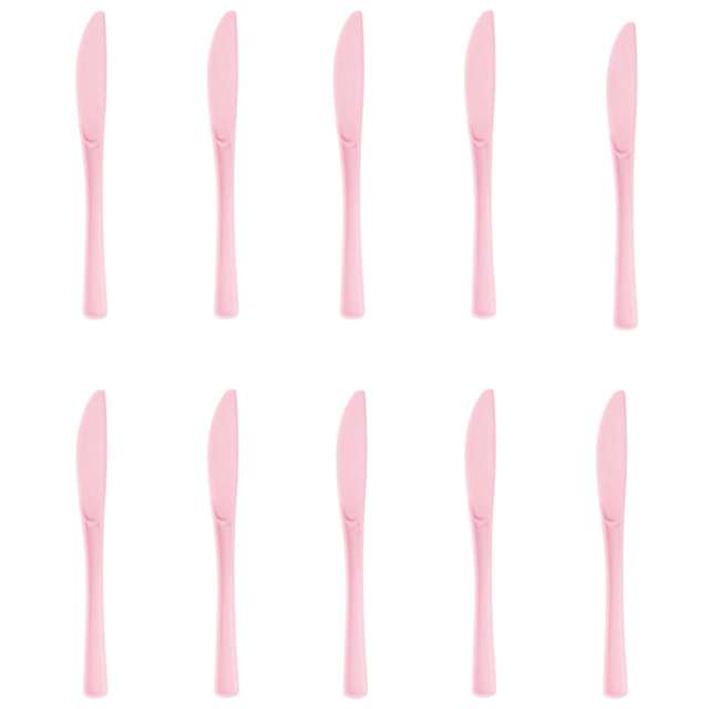 Noże plastikowe "Classic", różowe, PartyPal, 10 szt