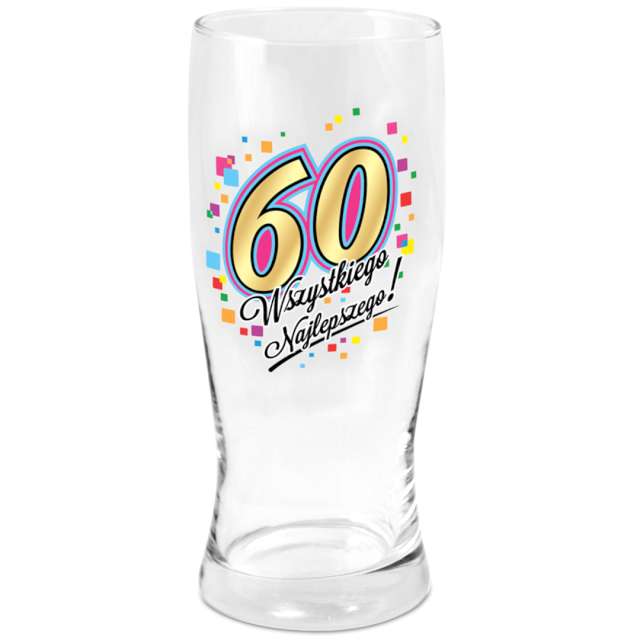 Szklanka do piwa "60 urodziny", z nadrukiem, BGtech, 500 ml
