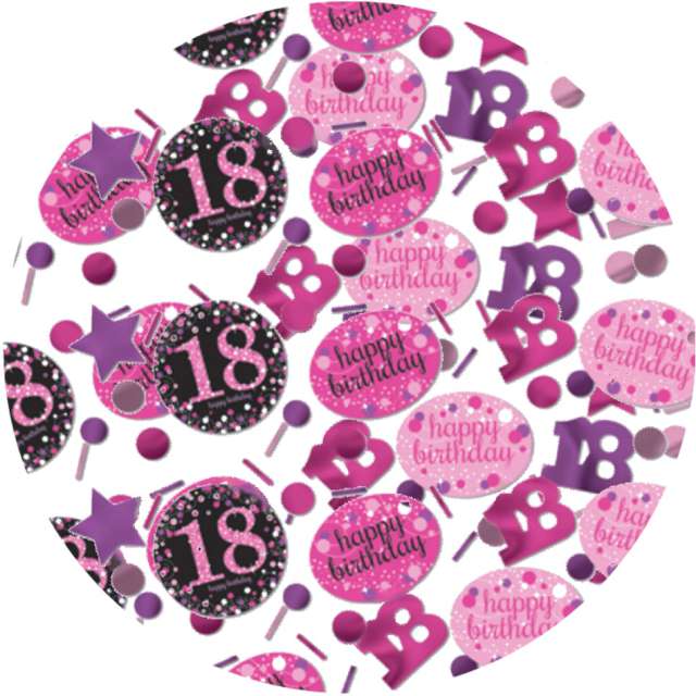 Konfetti "18 urodziny", różowe, Amscan, 34g