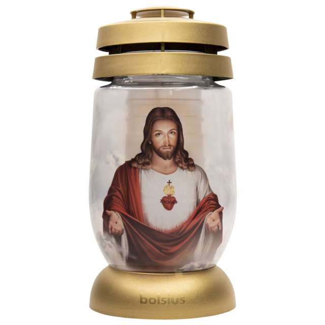 Znicz "Lampion Jezus", bordo, Bolsius, 11x23 cm