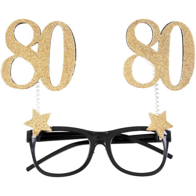 Okulary party "80 Urodziny", czarno-złote, Santex