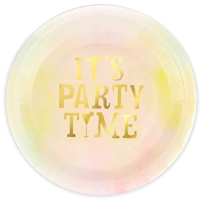 Talerzyki papierowe "Its Party Time", pastelowe, PartyPal, 18 cm, 8 szt