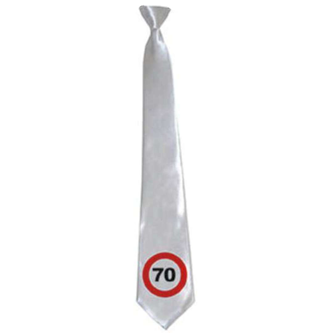 Krawat "70 Traffic Birthday", biały, 45 cm