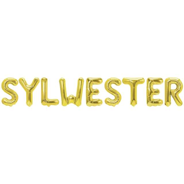 Balony foliowe "Sylwester", złoty, Partypal, 16", 9 szt