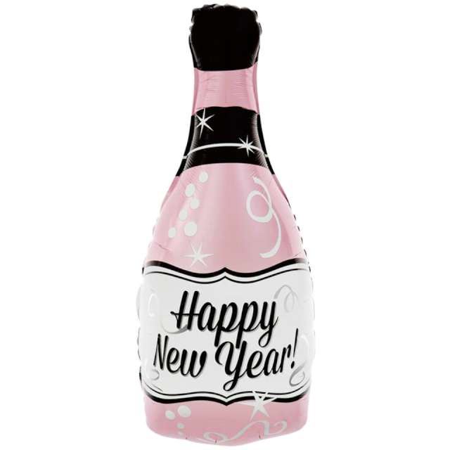 Balon foliowy "Szampan-Happy New Year", różowy, Partypal, 39" SHP
