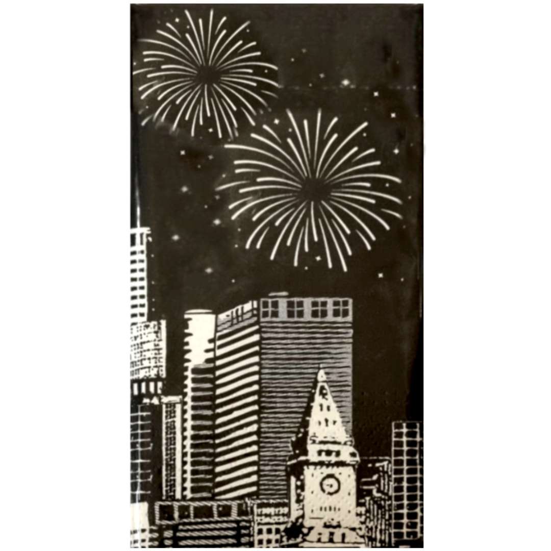 Serwetki "City fireworks", czarne, Paw, 33 cm, 16 szt