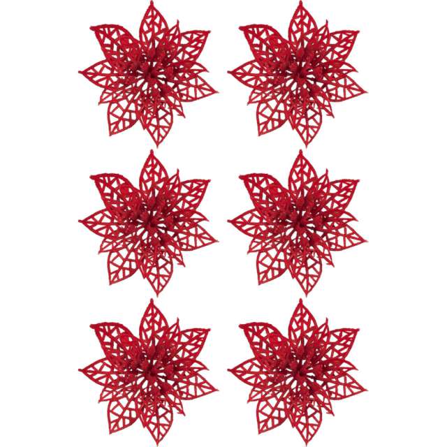 Ozdoba choinkowa "Kwiat poinsecji", czerwona, Titanum, 8 cm, 6 szt