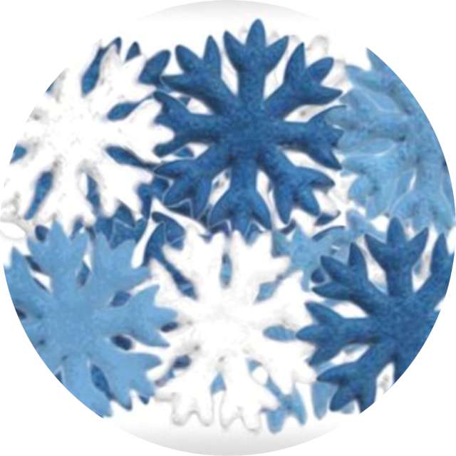Ozdoba materiałowa "Płatki Śniegu", mix niebieski, Titanum, 35 mm, 15 szt