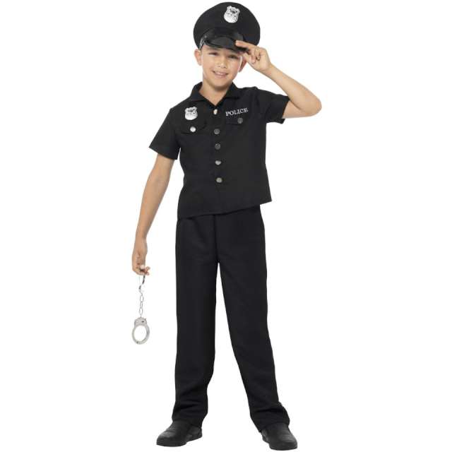 Strój dla dzieci "Policjant z odznaką", czarny, Smiffys, rozm. 146-158 cm