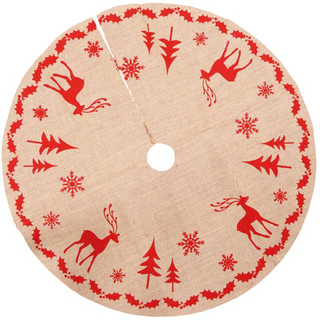 Dekoracja "Pokrowiec Świąteczny pod choinkę - Renifery", beżowy, Guirca, 85 cm