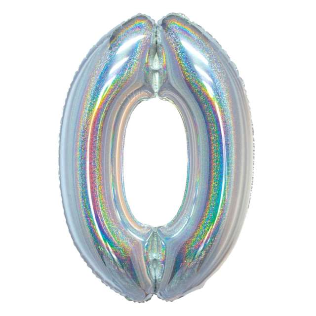 Balon foliowy Beauty and Charm - Cyfra 0 Holograficzna srebrny Godan 28 DGT