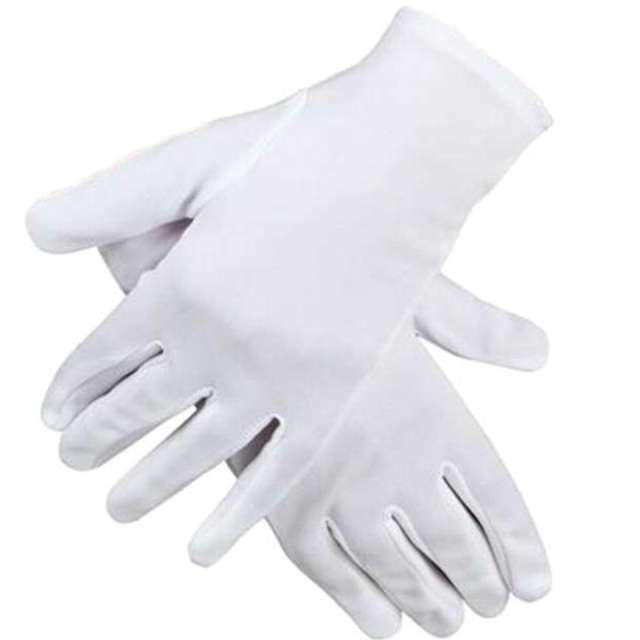 Rękawiczki "Święty Mikołaj, krótkie", białe, Kraszek, 22 cm
