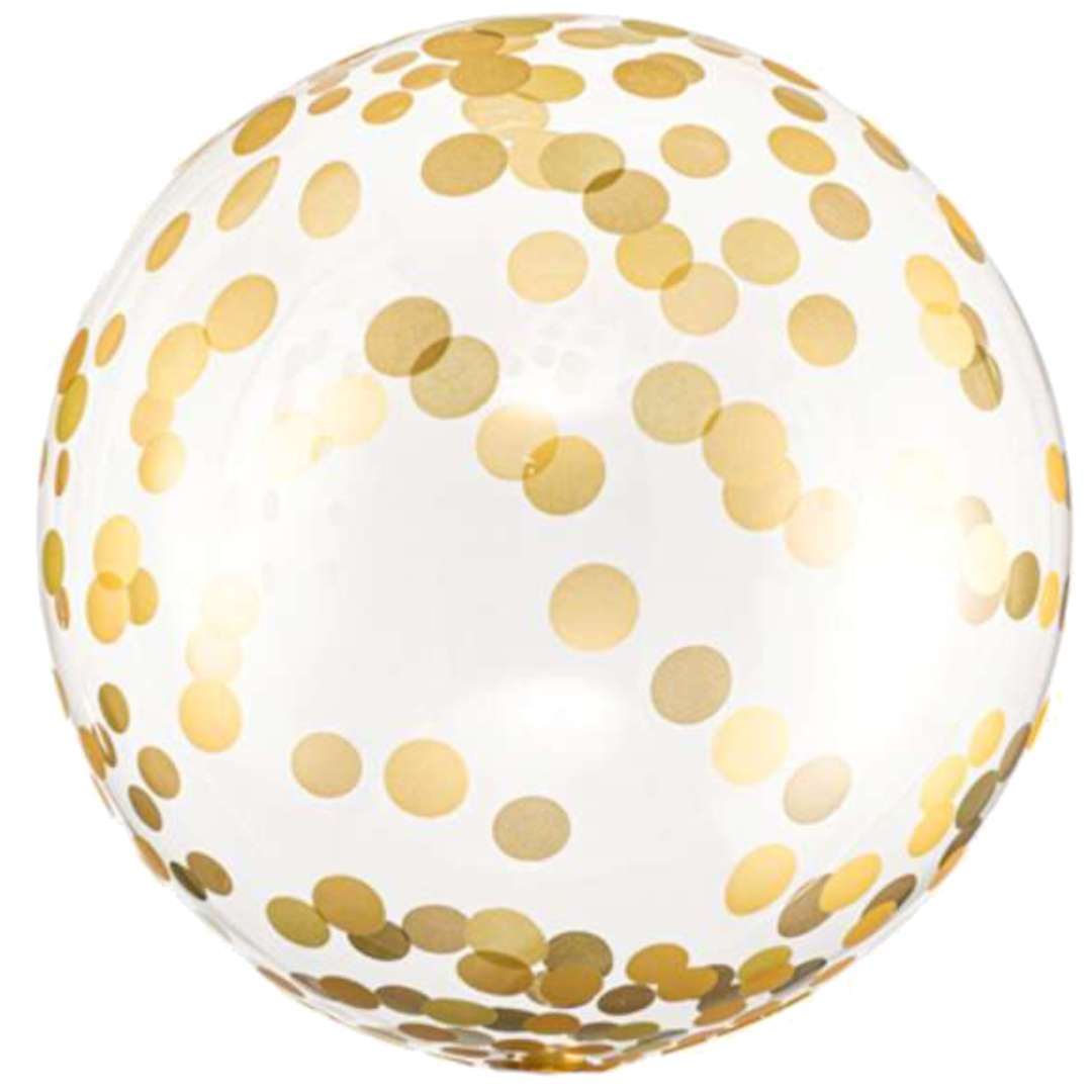 Balon Kula Kryształowa - kropki złote PartyDeco 16 RND