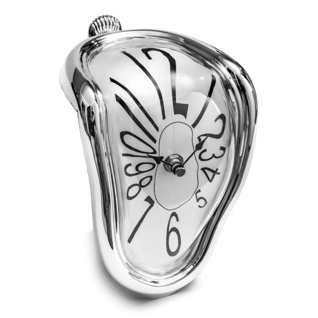 Dekoracja "Cieknący zegar Salvadora Dalí", biały, GadżetMaster, arabskie cyfry