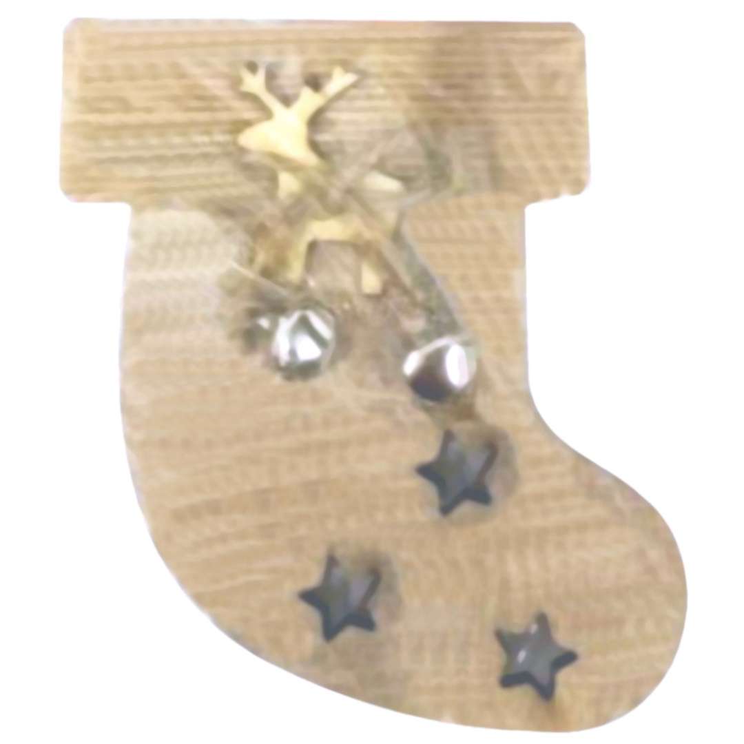 Ozdoba choinkowa "Skarpeta z dzwoneczkami", drewniana, Arpex, 10 cm