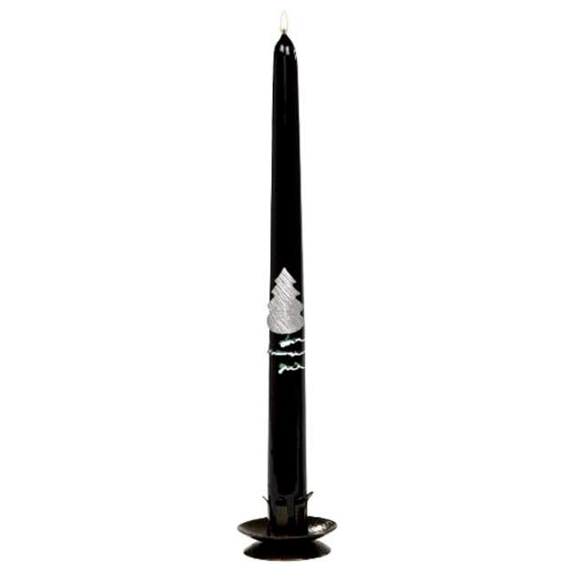 Świeca stożkowa "Classic - Choinka", czarna, Adpal, 29 cm