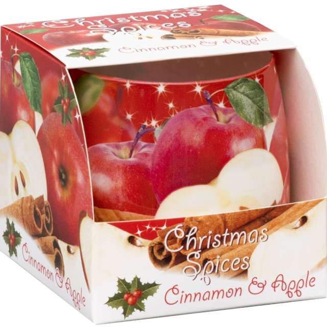 Świeca zapachowa w szkle "Christmas Spices - Cynamon i jabłko", Bartek-Candles, 80 mm