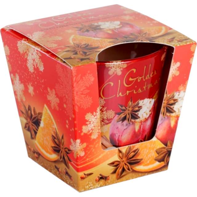 Świeca zapachowa w szkle Golden Christmas - Jabłko z pomarańczą Bartek-Candles 80/90 mm