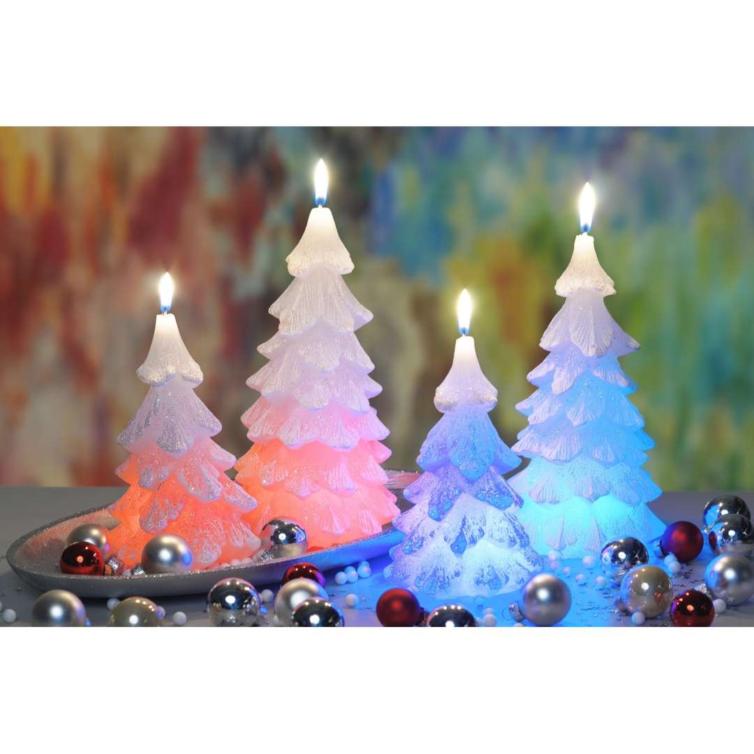 Świeca Choinka zmieniająca kolory LED szara Bartek-Candles 110/210 mm