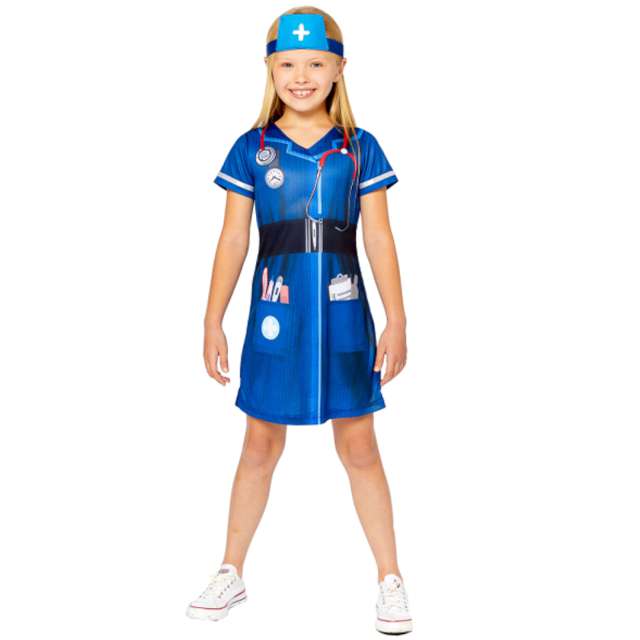 Strój dla dzieci "Pielęgniarka Eko", niebieska, Amscan, 98-104 cm