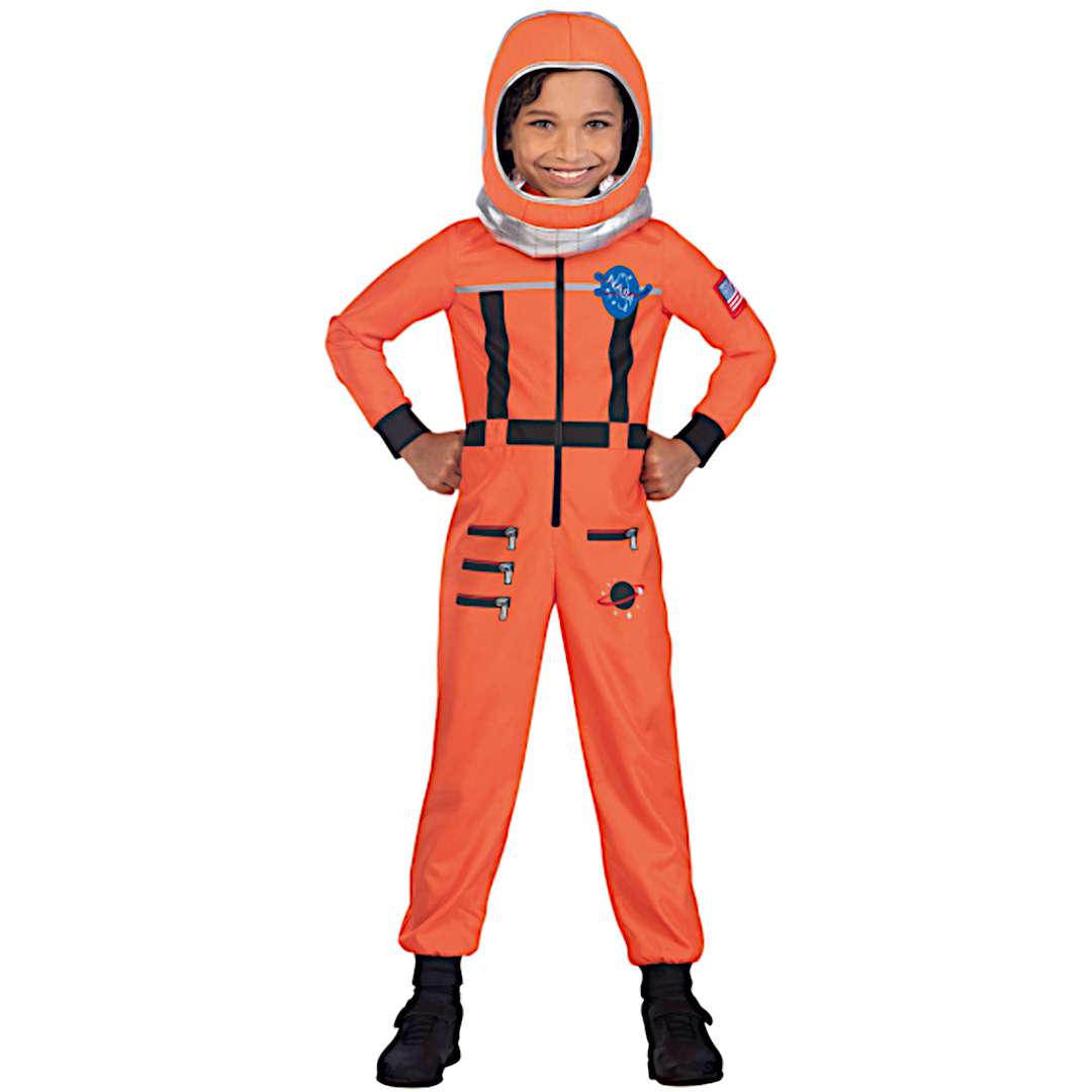 Strój  dla dzieci Astronauta z hełmem pomarańczowy Amscan rozm. 104-116 cm