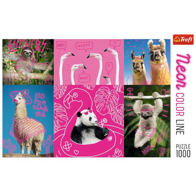 Puzzle Neon Color Line - Zwierzęta w różu Trefl 1000 elementów