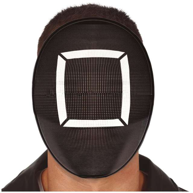 Maska Strażnik ażurowy symbol kwadratu Adult czarna Guirca