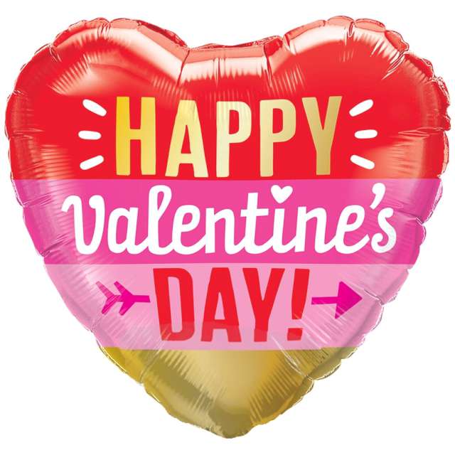 Balon foliowy Serce Happy Valentines ze strzałą Qualatex 18 HRT
