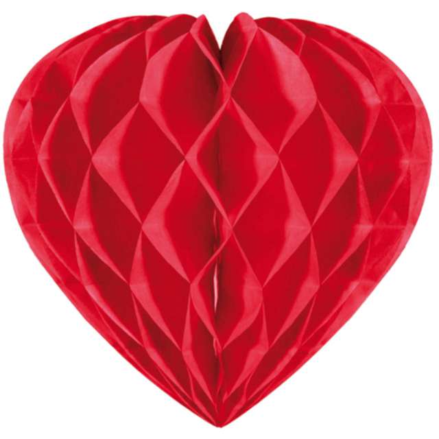 Dekoracja "Honeycomb serce", czerwona, Folat, 30 cm