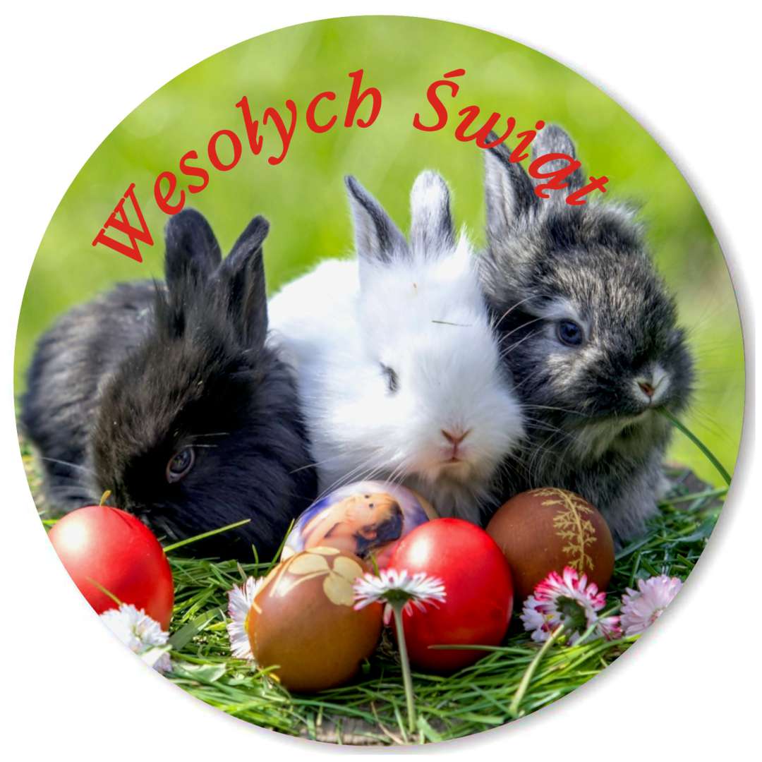 Podkładki drewniane Wielkanoc - trzy króliczki 6 szt