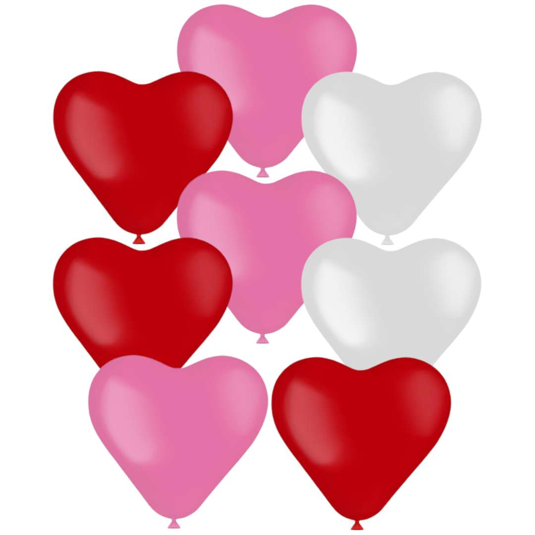 Balon "Serce Gładkie", różowy mix, Folat, 12", 8 szt, HRT