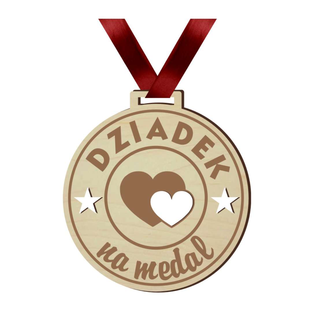 Medal "Dziadek na medal", drewniany, 72 mm