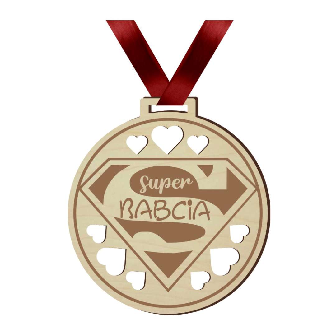 Medal Super Babcia drewniany 72 mm