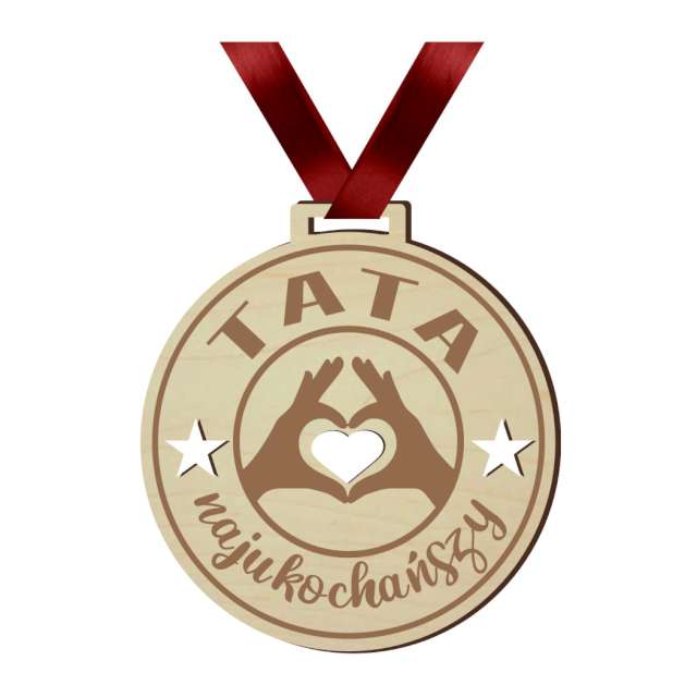 Medal "Tata Najukochańszy", drewniany, 72 mm
