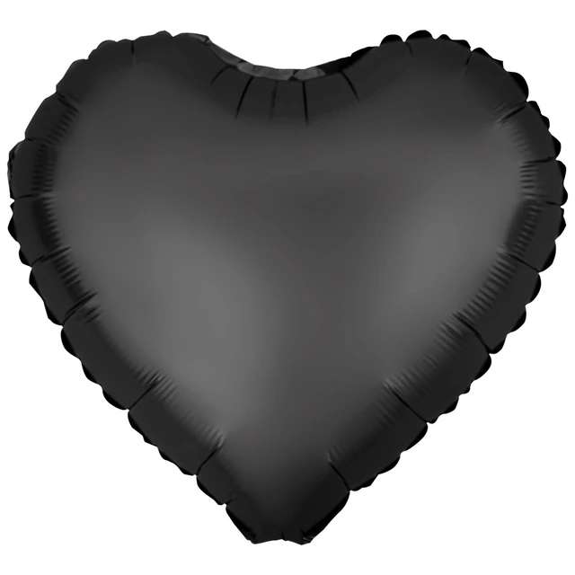 Balon foliowy "Serce Matowe", czarny, PartyPal, 18", HRT