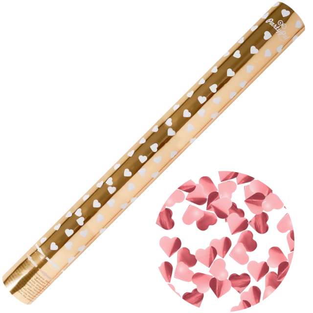 Tuba konfetti "Serca Metalic", różowe złoto, PartyPal, 60 cm