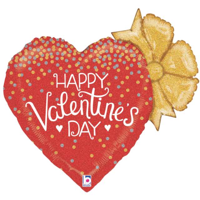 Balon foliowy "Serce - Happy Valentines Day z kokardą", Grabo, 18", SHP