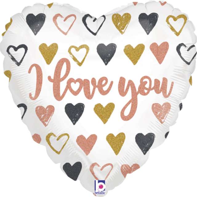Balon foliowy Serce - Love You różowe złoto Grabo 18 HRT