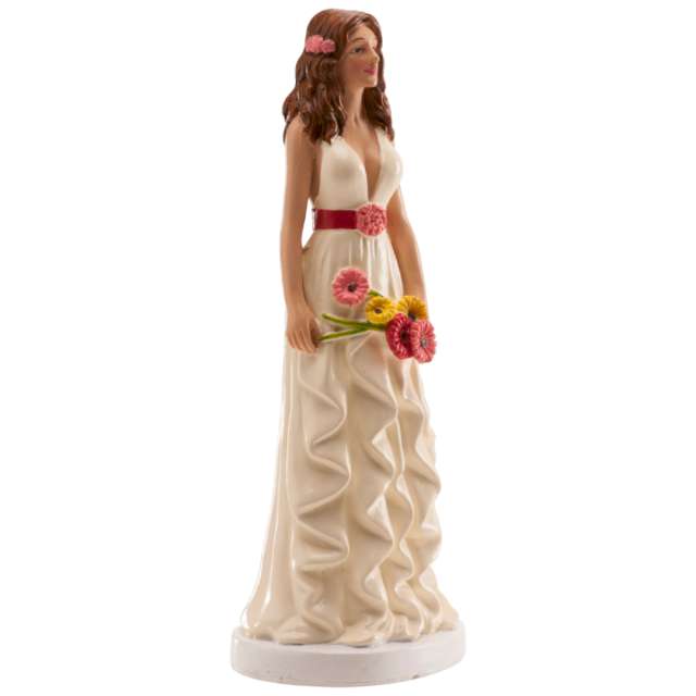 Figurka na tort Panna Młoda z kwiatkami Dekora 16 cm