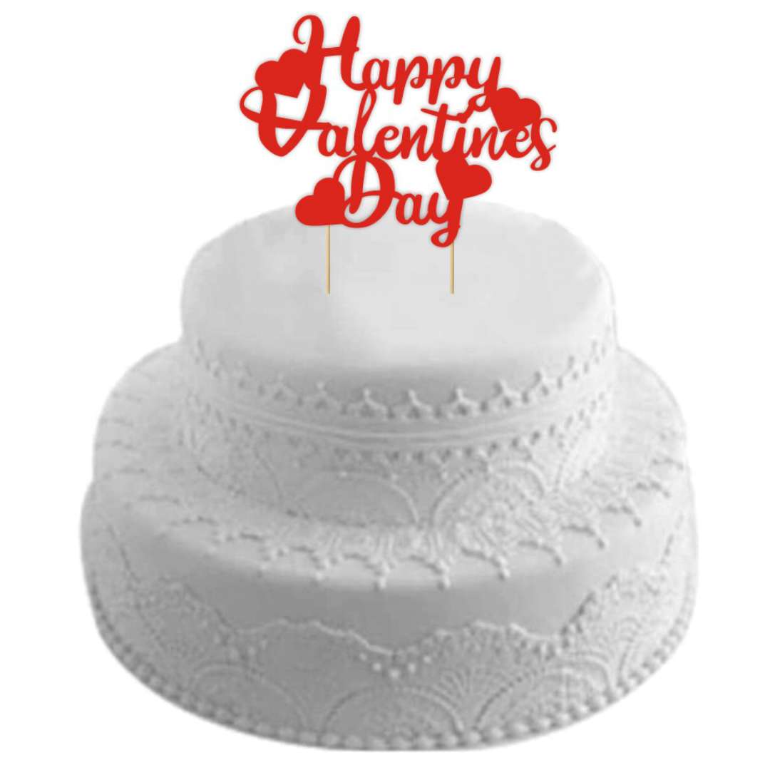 Dekoracja na tort papierowa Happy Valentines Day 19 cm