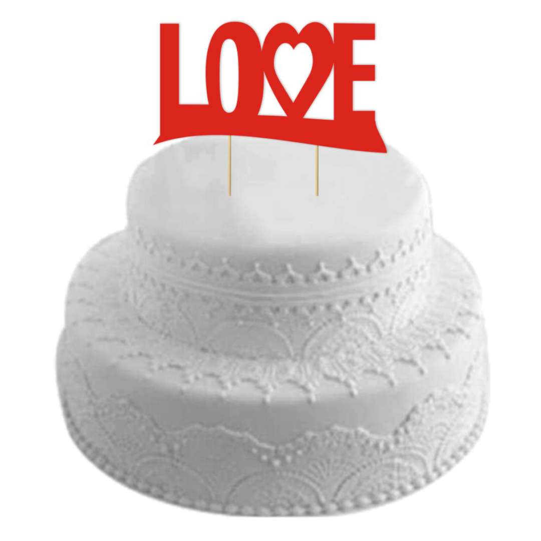 Dekoracja na tort papierowa LOVE 19 cm