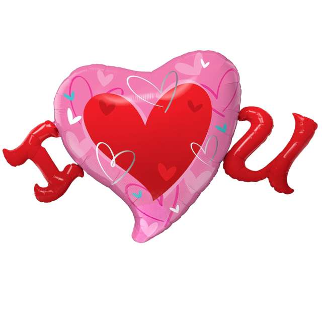 Balon foliowy Serce I heart You czerwony Qualatex 46 SHP