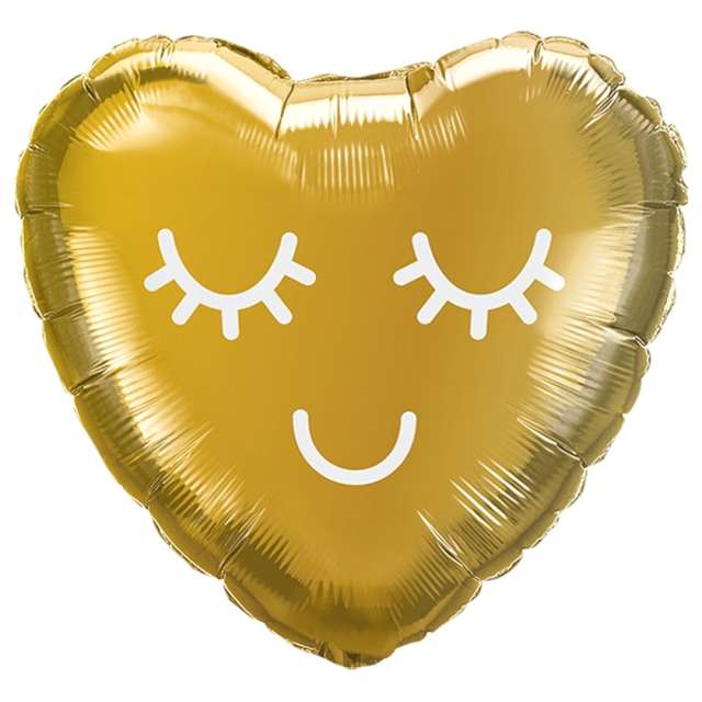 Balon foliowy Serce z rzęsami złoty Qualatex 9 HRT