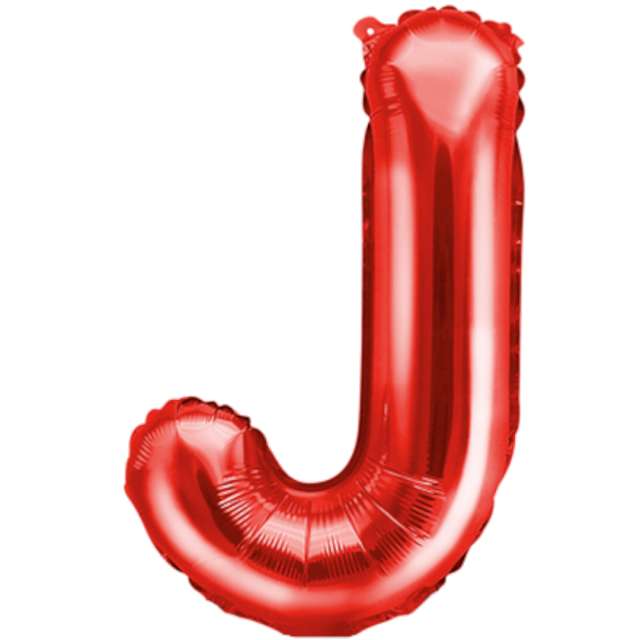 Balon foliowy "Litera J", czerwony, PartyDeco, 14", LTR