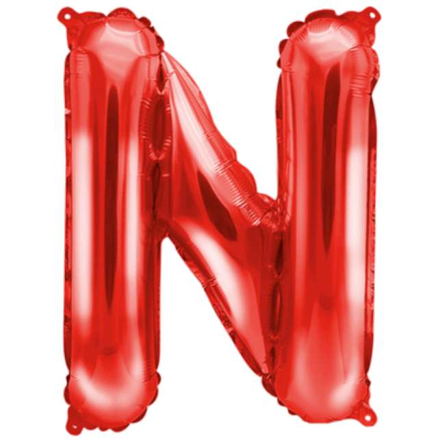 Balon foliowy "Litera N", czerwony, PartyDeco, 14", LTR
