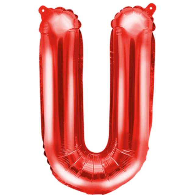 Balon foliowy "Litera U", czerwony, PartyDeco, 14", LTR