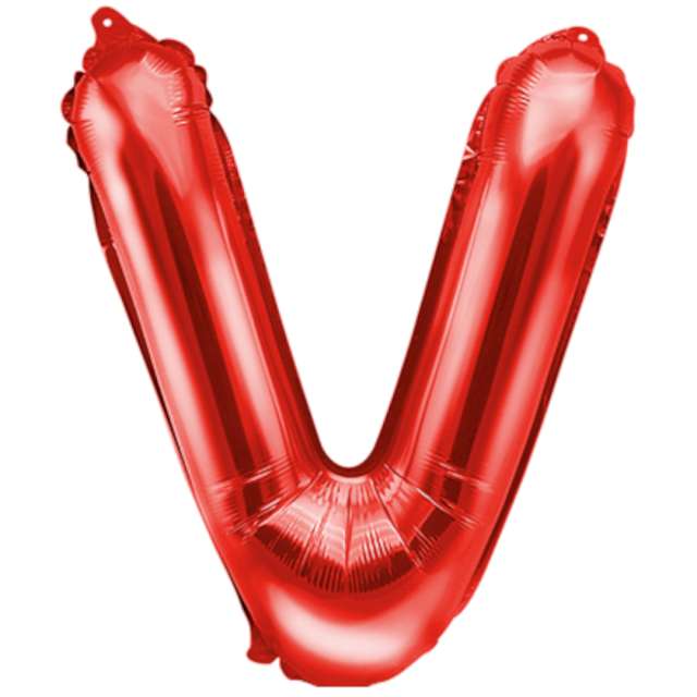 Balon foliowy "Litera V", czerwony, PartyDeco, 14", LTR