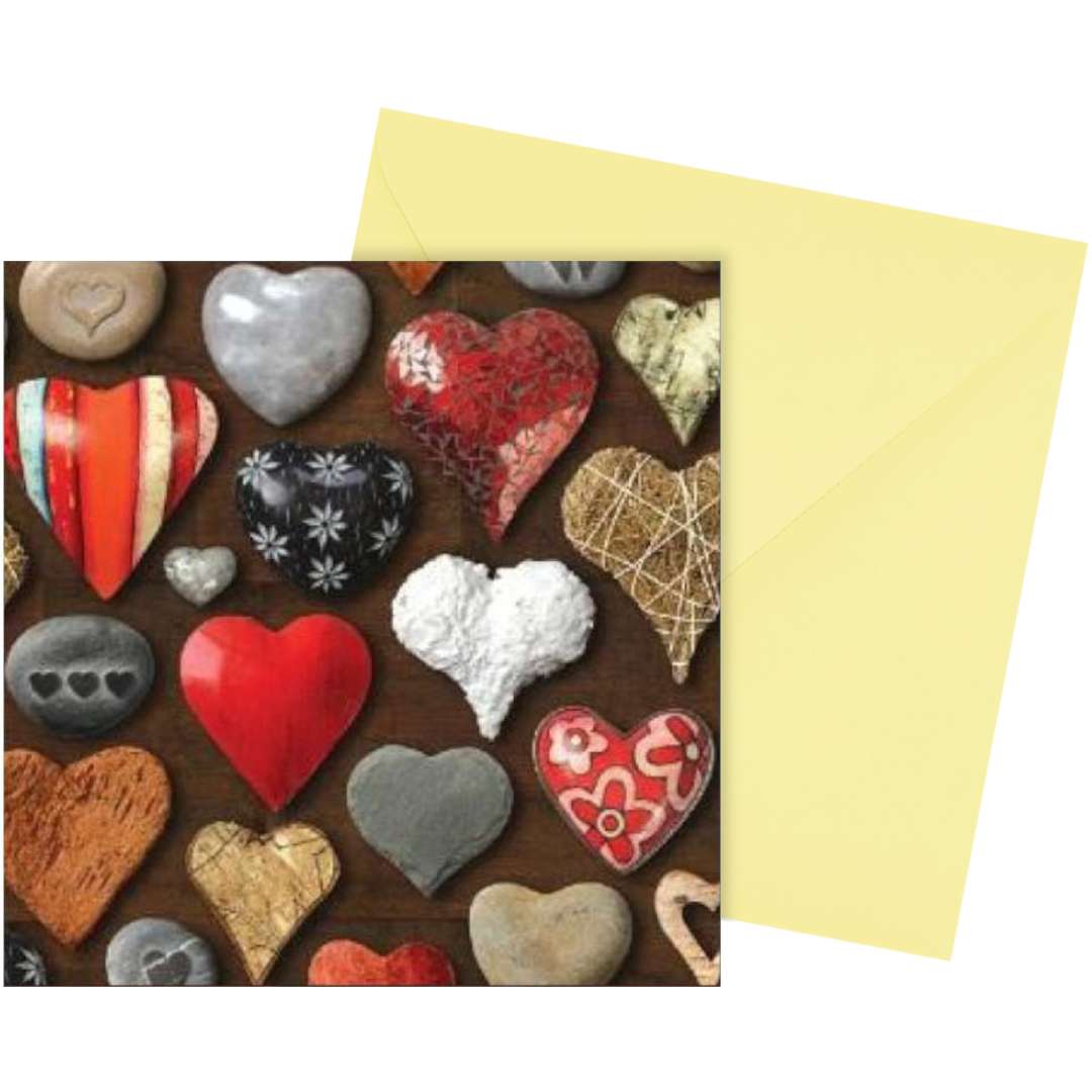 Kartka okolicznościowa Serca Walentynkowe z kopertą Kemiś 15x15 cm