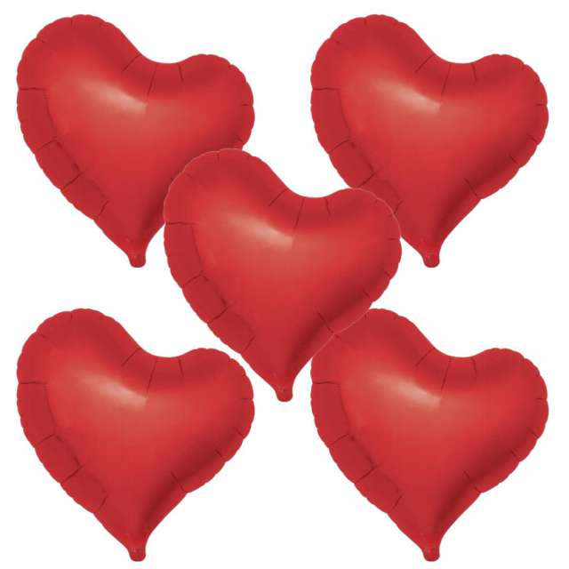 Balon foliowy "5 serc", czerwony, Takarakosan, 18", 5 szt.