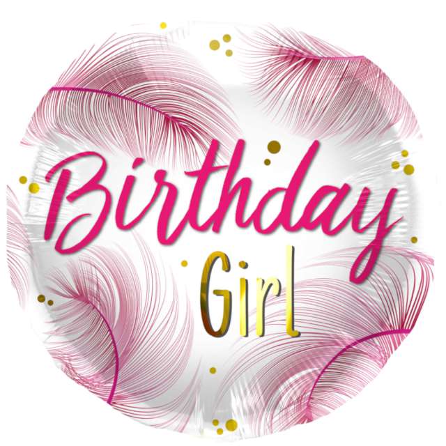 Balon foliowy "Happy Birthday - Birthday Girl", różowy, Folat, 18", RND